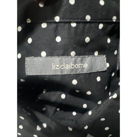 Liz Claiborne Womens Polka Dot Top Size M Black White Career Office - Picture 8 of 11
